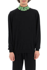 WOOL SWEATER WITH LOGOED COLLAR